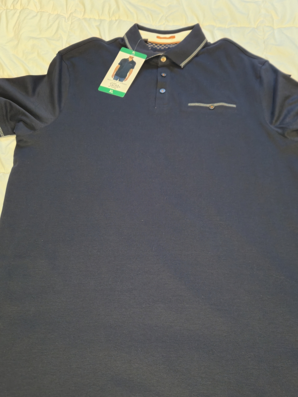 Jachs New York Mens Navy Blue Cotton Stretch Short Sleeve Polo Shirt XL 0576